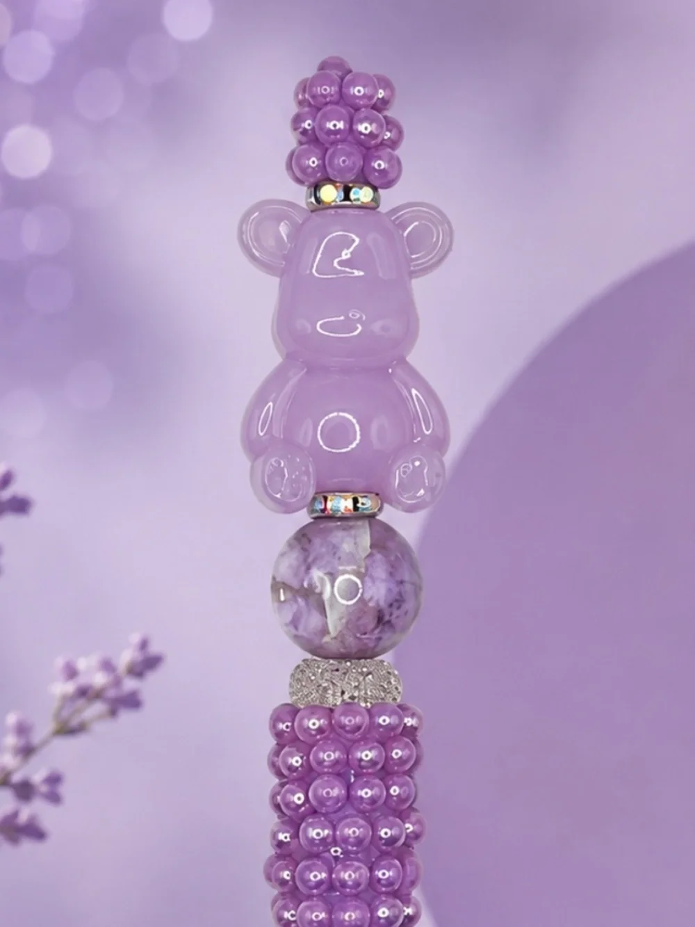 Lavender Bear Bliss Beaded Pen